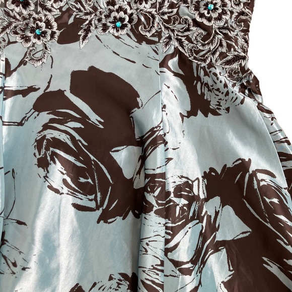 Alyce Designs Women’s aqua and black floral strapless fit and flare dress Sz 22 - Picture 14 of 15
